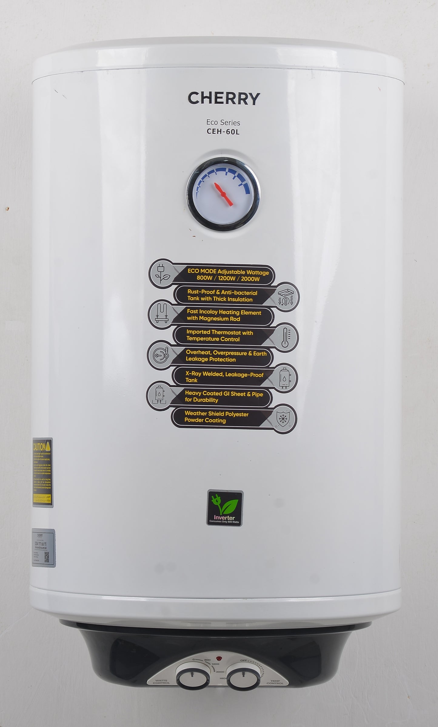 Cherry CEH-60L Water Heater | 60 Liter Inverter Geyser with Watts Control