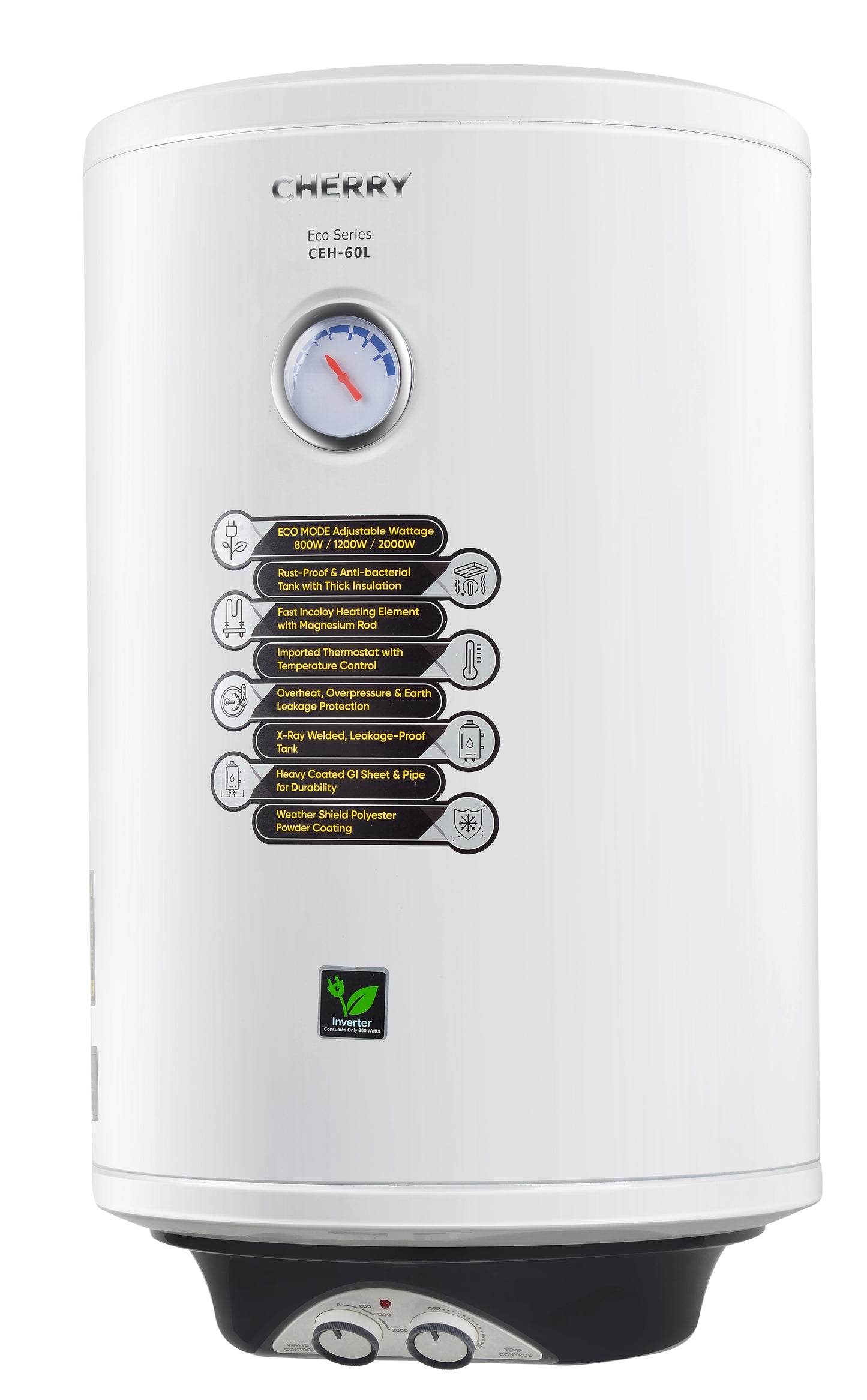 Cherry CEH-60L Water Heater | 60 Liter Inverter Geyser with Watts Control