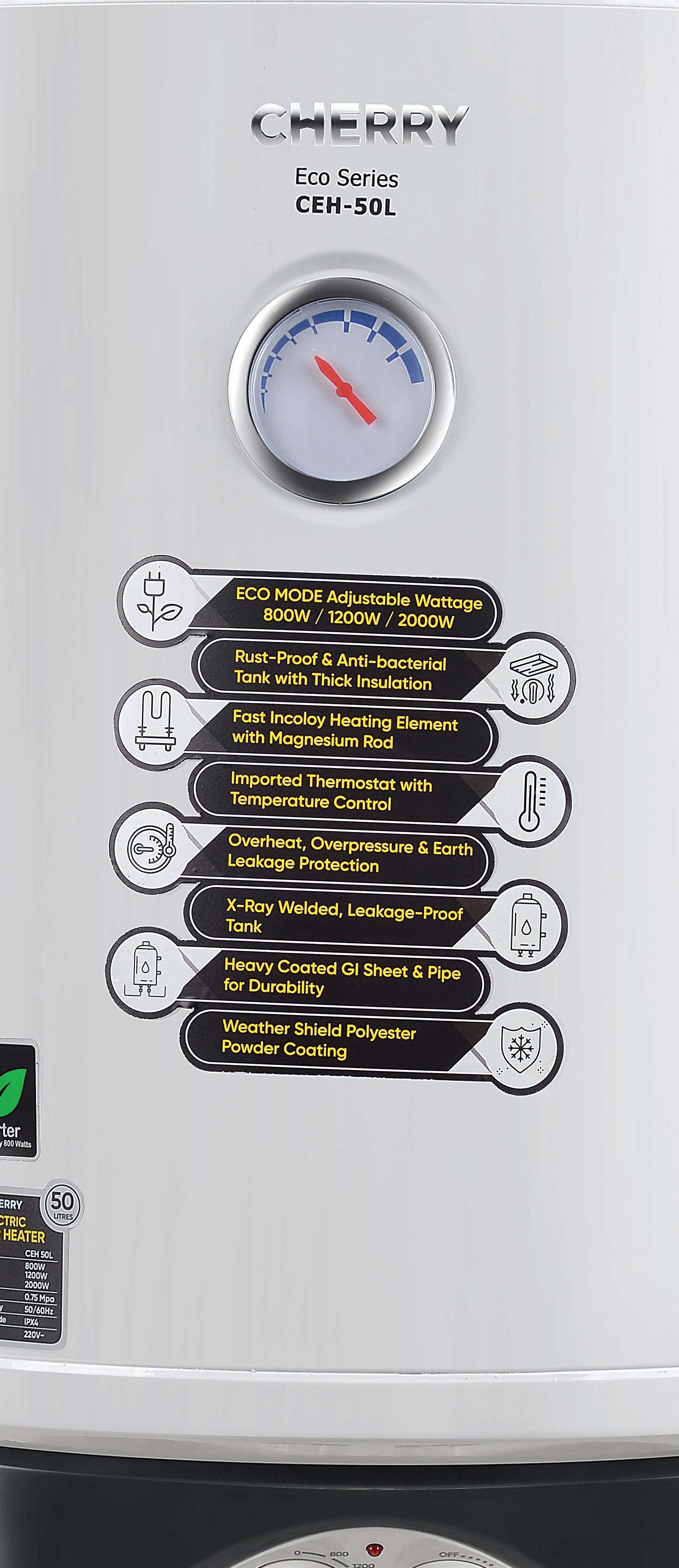 Cherry CEH-50L Water Heater | 50 Liter Inverter Geyser with Watts Control