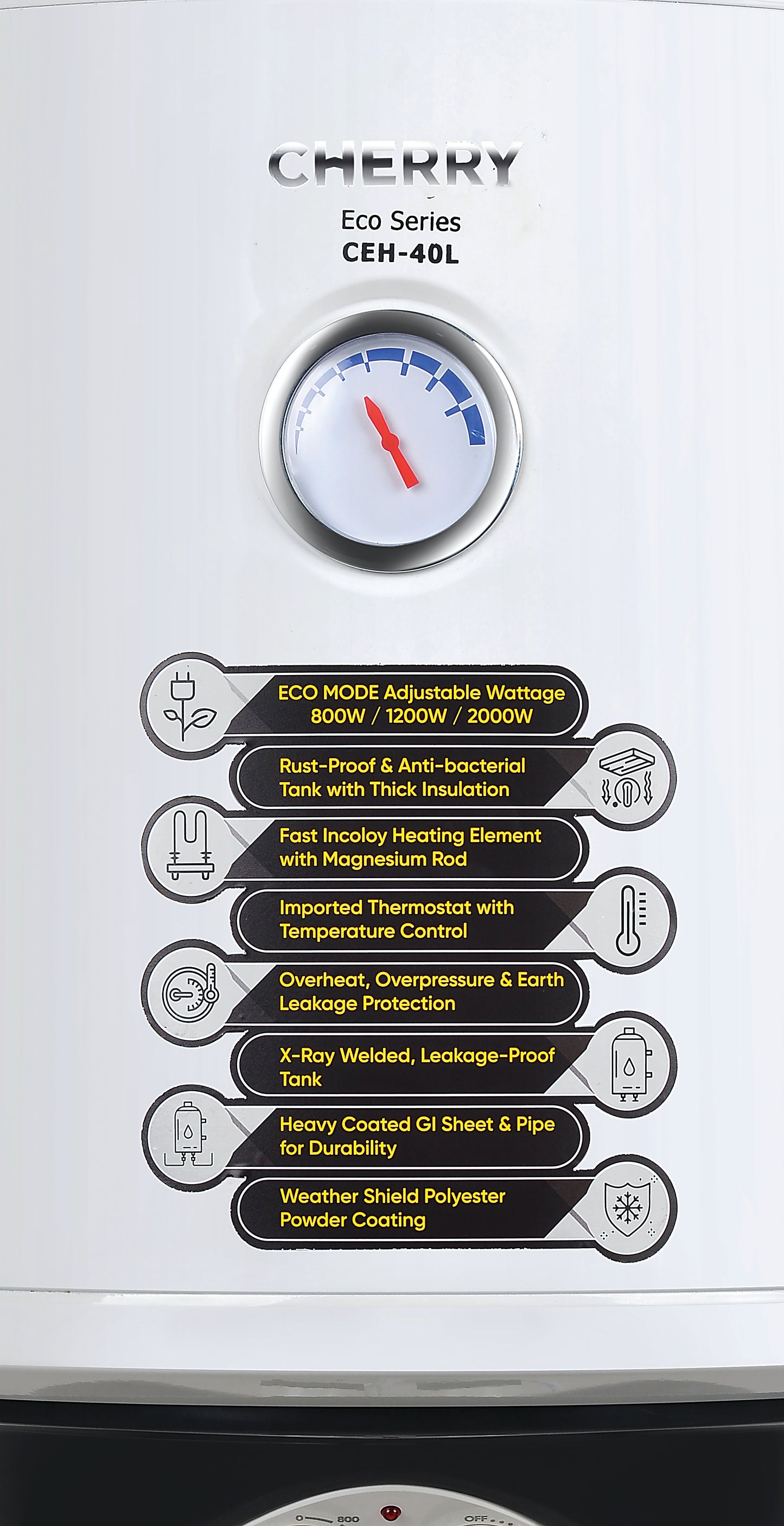 Cherry CEH-40L Water Heater | 40 Liter Inverter Geyser with Watts Control