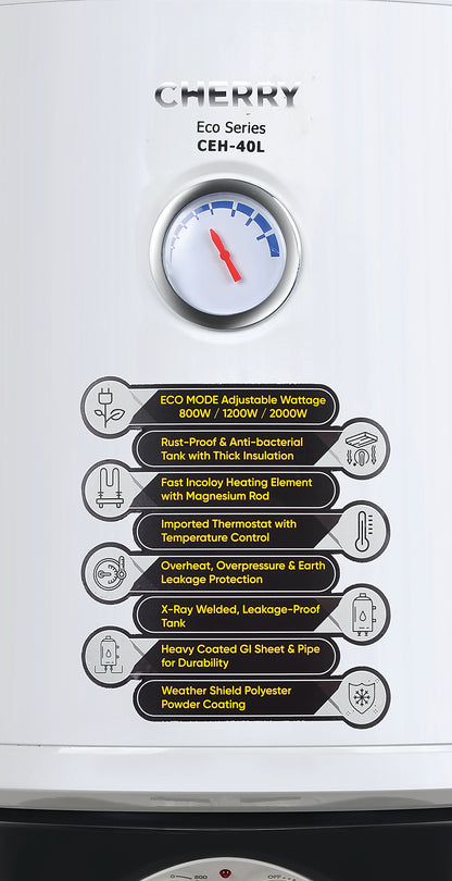 Cherry CEH-40L Water Heater | 40 Liter Inverter Geyser with Watts Control