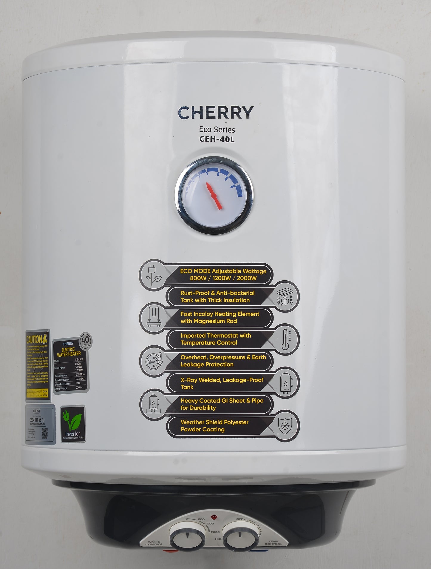 Cherry CEH-40L Water Heater | 40 Liter Inverter Geyser with Watts Control