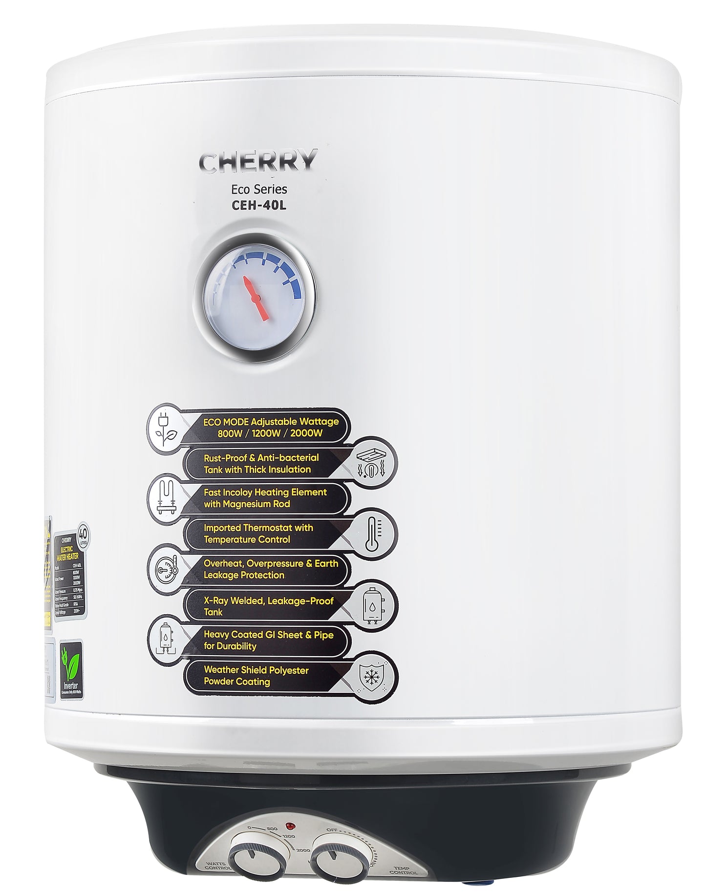 Cherry CEH-40L Water Heater | 40 Liter Inverter Geyser with Watts Control