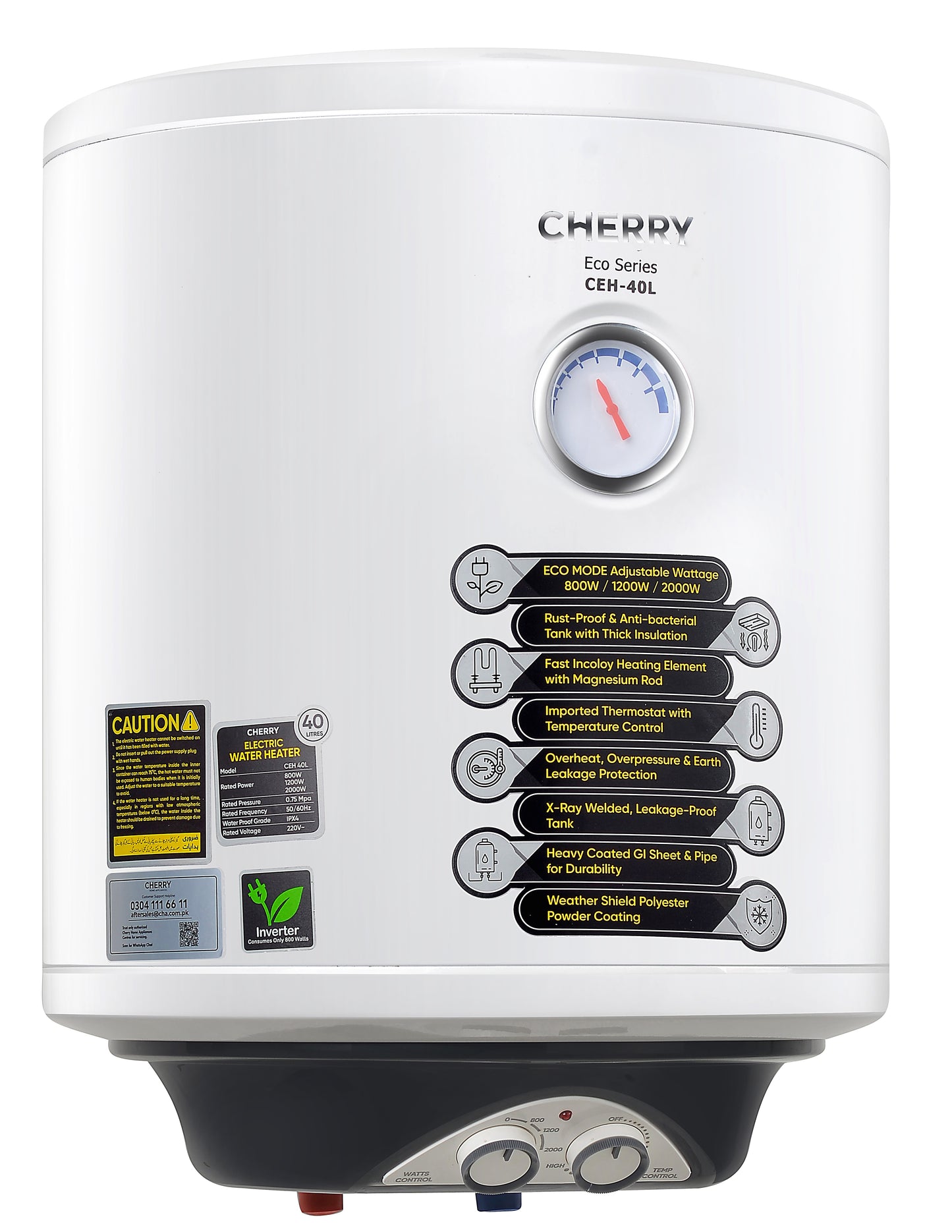 Cherry CEH-40L Water Heater | 40 Liter Inverter Geyser with Watts Control