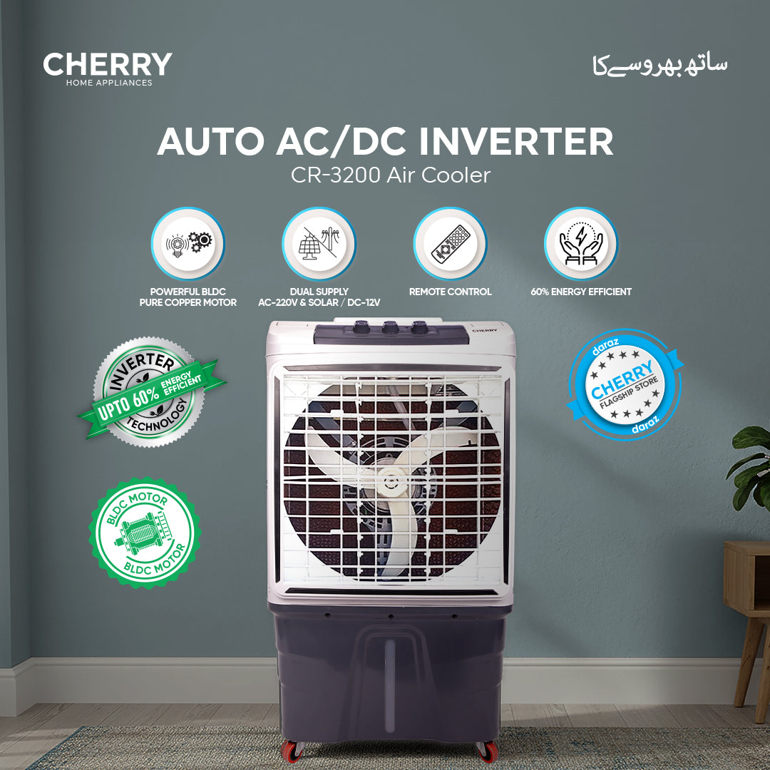 Air Cooler CR-3200 Auto AC/DC Inverter, BLDC Pure Copper Motor, Energy Saver