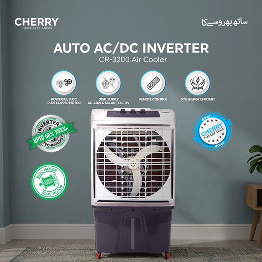 Air Cooler CR-3200 Auto AC/DC Inverter, BLDC Pure Copper Motor, Energy Saver