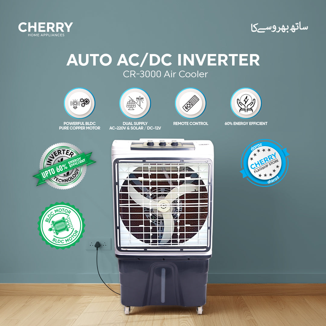 Air Cooler CR-3000 Auto AC/DC Inverter, BLDC Pure Copper Motor, Energy Saver