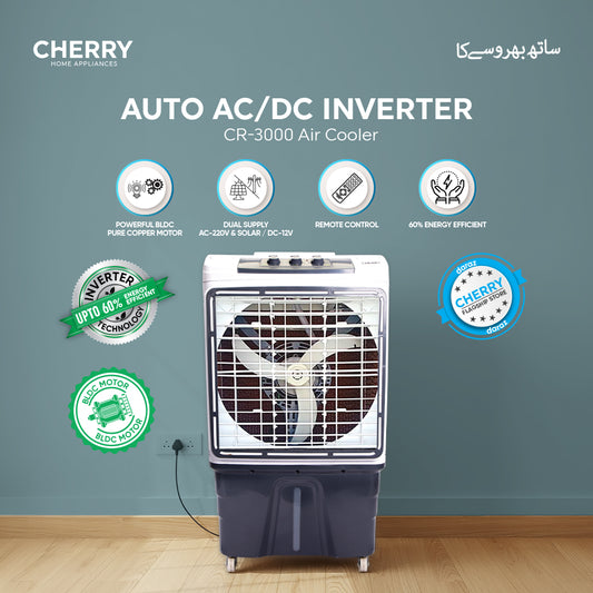 Air Cooler CR-3000 Auto AC/DC Inverter, BLDC Pure Copper Motor, Energy Saver