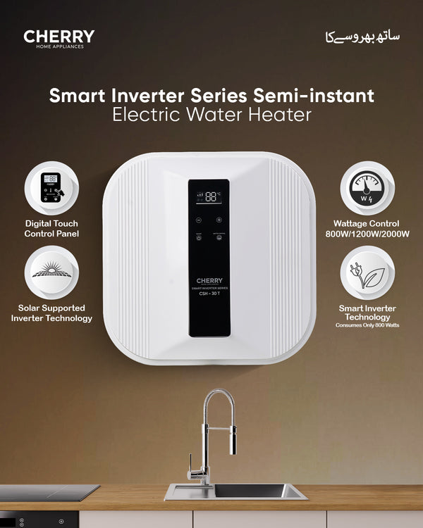 CHERRY Smart Inverter Series Electric Geyser with Touch Control Panel & 3-Step Wattage Control (15L & 30L)