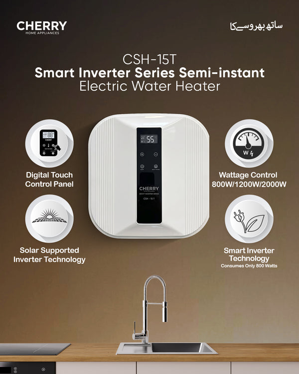 CHERRY Smart Inverter Series Electric Geyser with Touch Control Panel & 3-Step Wattage Control (15L & 30L)