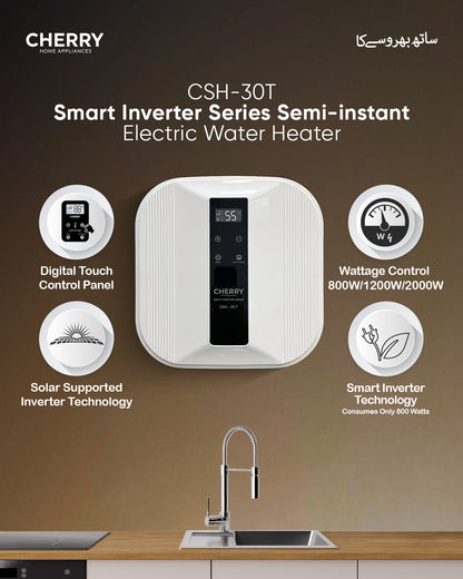 CHERRY Smart Inverter Series Electric Geyser with Touch Control Panel & 3-Step Wattage Control (15L & 30L)