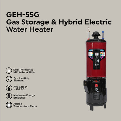 Cherry Hybrid Electric & Gas Water Heater (Auto Ignition)