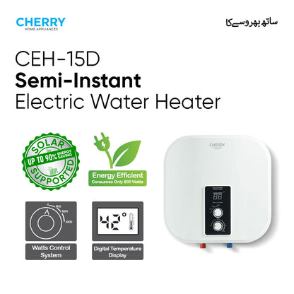 Cherry INVERTER Series CEH-15L Electric Water Heater | Digital Watt Control & Temperature Control, Inverter Energy Saving Geyser