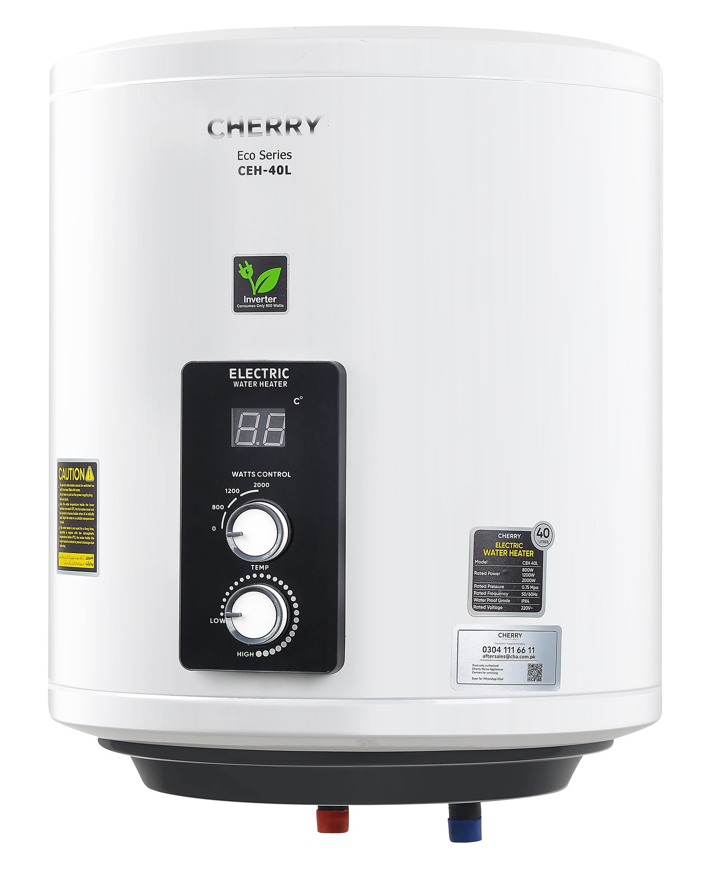 Cherry ECO Series CEH-40L Electric Water Heater | Digital Watt Control & Temperature Control, Inverter Energy Saving Geyser
