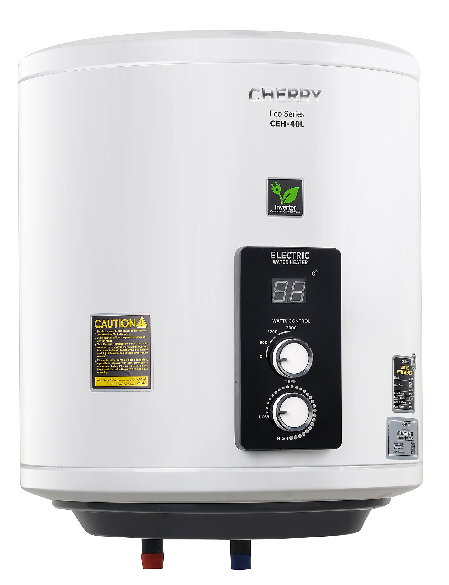 Cherry ECO Series CEH-40L Electric Water Heater | Digital Watt Control & Temperature Control, Inverter Energy Saving Geyser