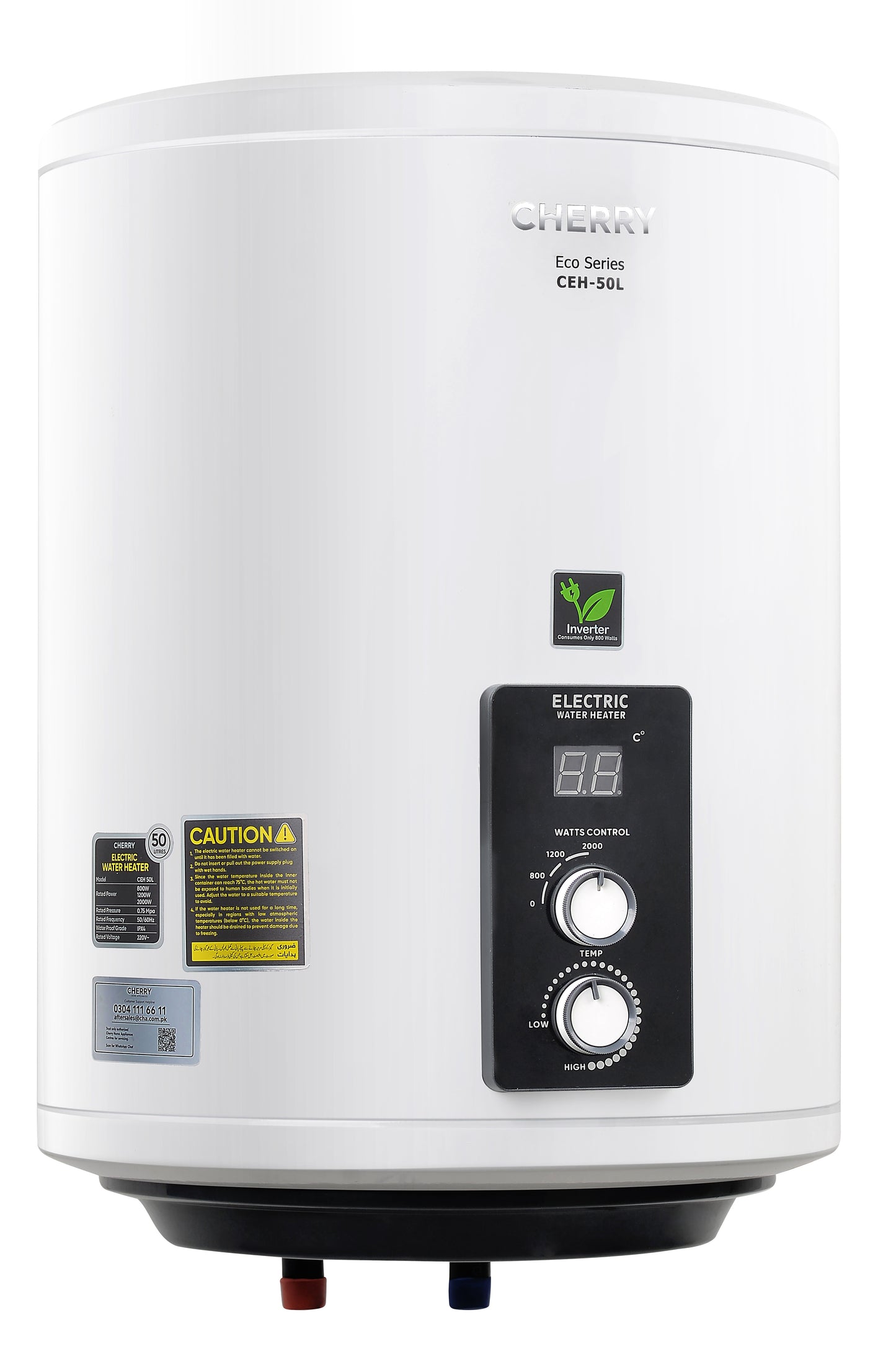 Cherry ECO Series CEH-50L Electric Water Heater | Digital Watt Control & Temperature Control, Inverter Energy Saving Geyser
