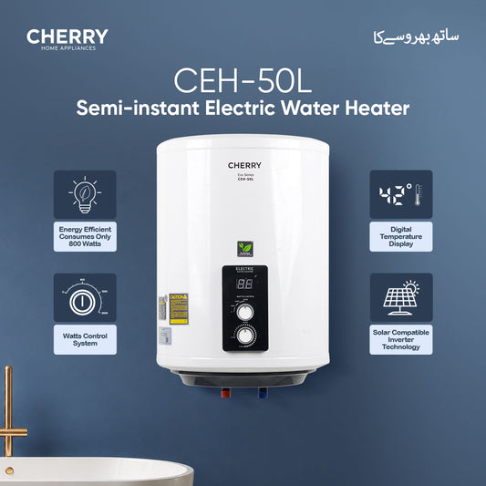 Cherry ECO Series CEH-50L Electric Water Heater | Digital Watt Control & Temperature Control, Inverter Energy Saving Geyser