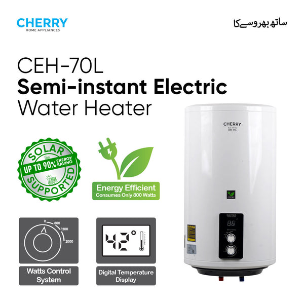 Cherry ECO Series CEH-70L Electric Water Heater | Digital Watt Control & Temperature Control, Inverter Energy Saving Geyser