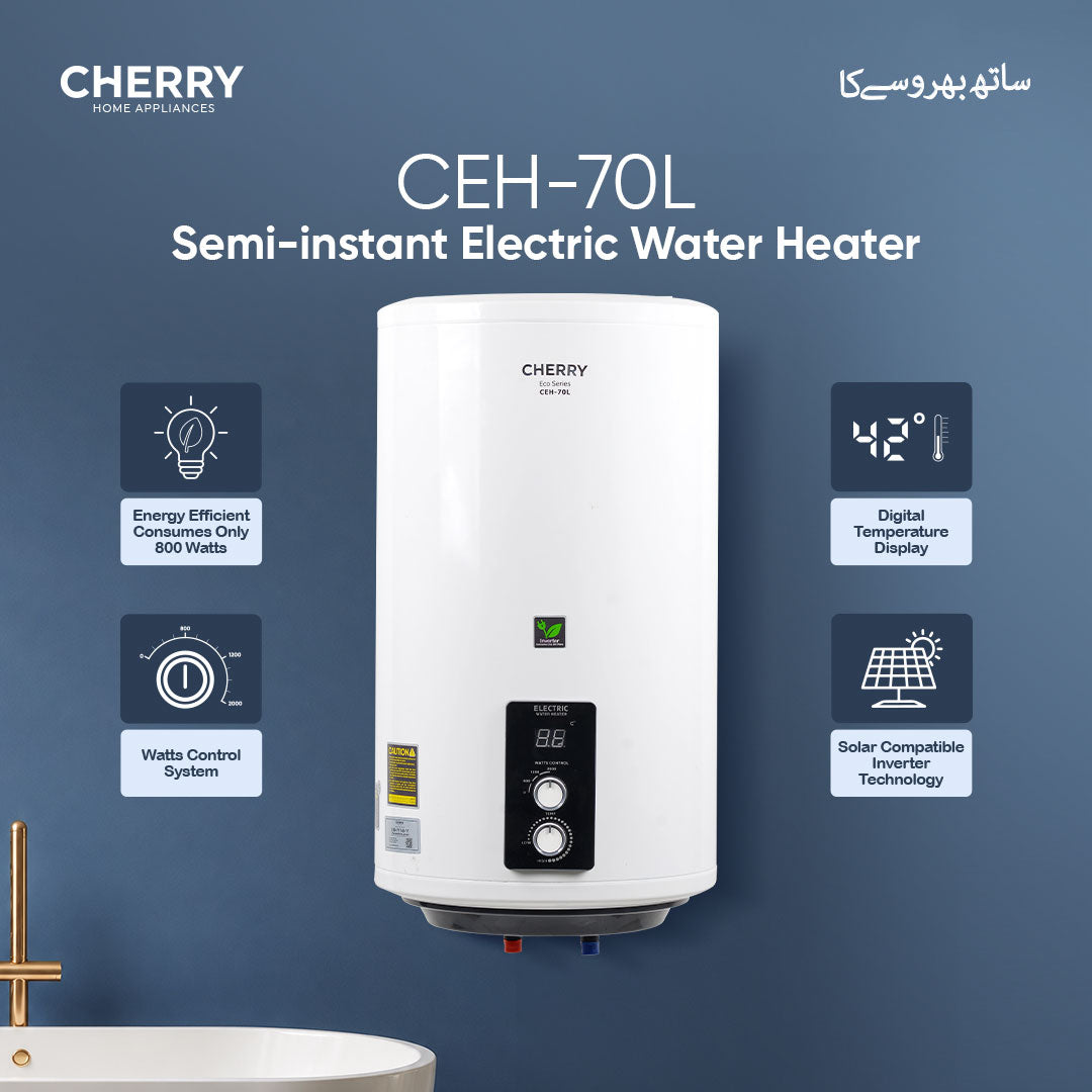 Cherry ECO Series CEH-70L Electric Water Heater | Digital Watt Control & Temperature Control, Inverter Energy Saving Geyser
