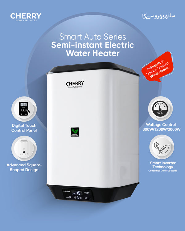 CHERRY Smart Inverter Series Square Geyser with Bottom Touch & Wattage Control Panel