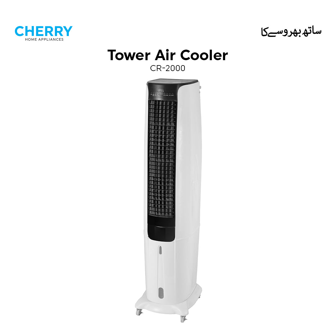 Cherry CR-8000 Tower Air Cooler – Solar Compatible, Low Power Energy Saving, Remote Control & Touch Panel, 6 Speed Silent Fan, Portable AC Cooler