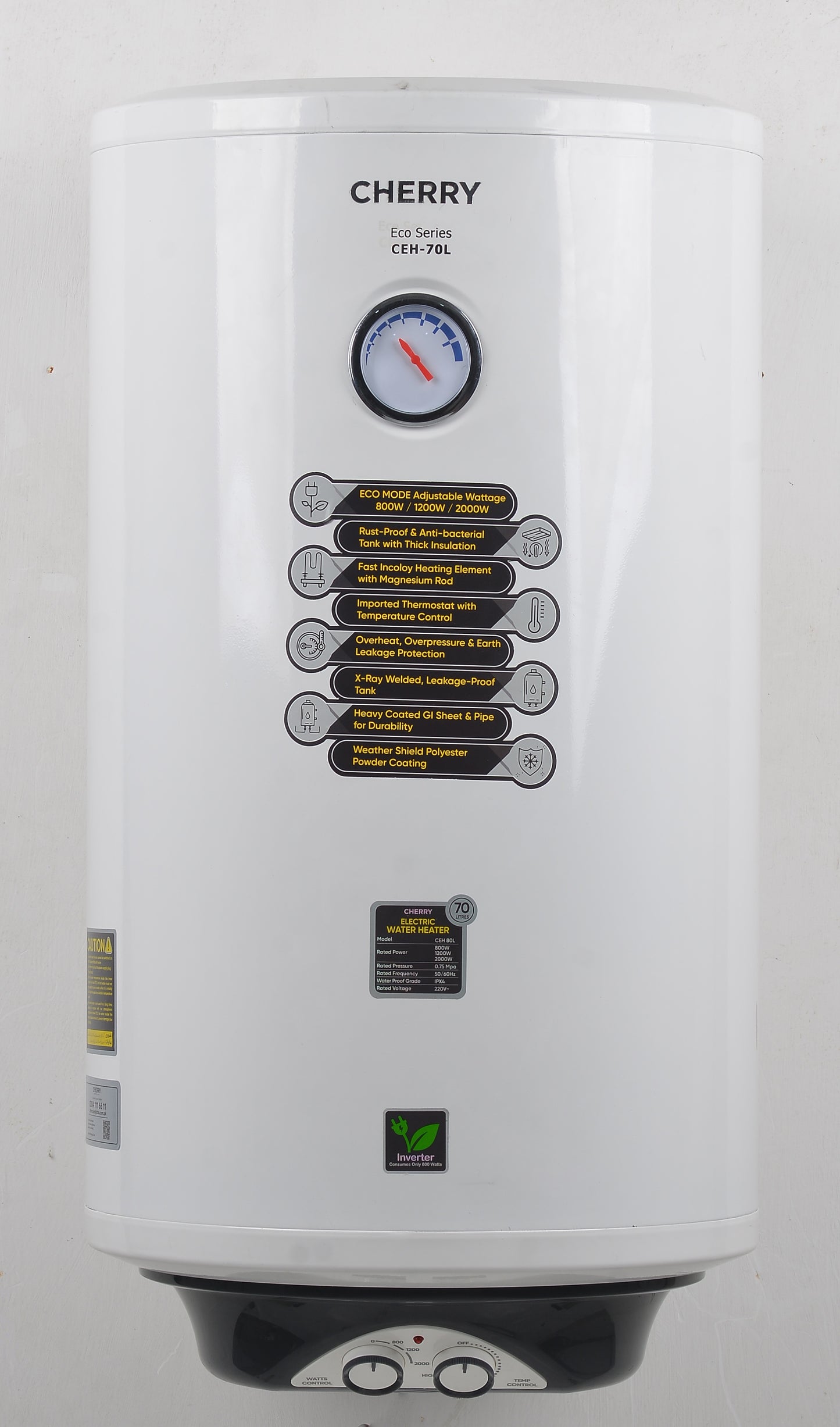 Cherry CEH-70L Water Heater | 70 Liter Inverter Geyser with Watts Control