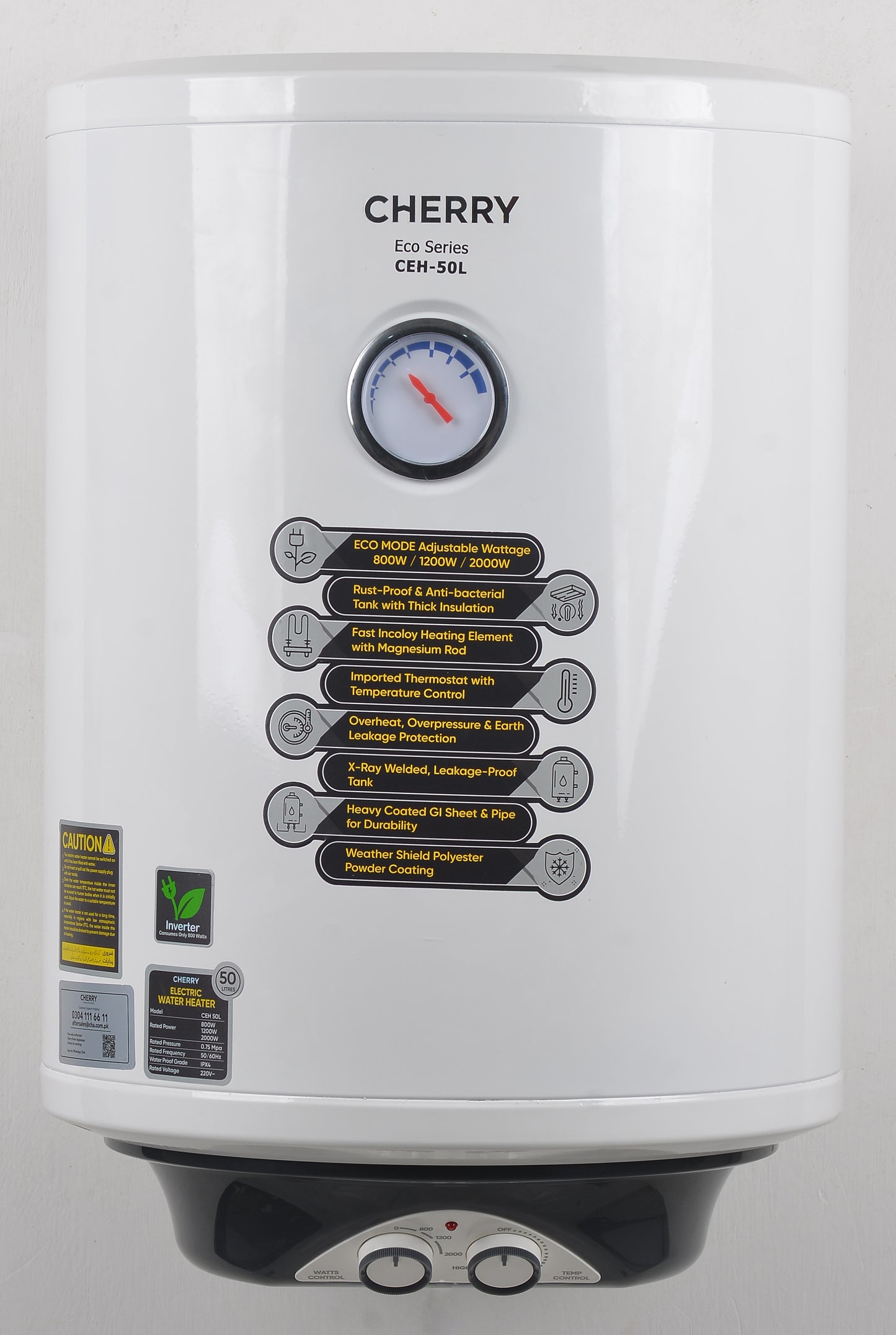 Cherry CEH-50L Water Heater | 50 Liter Inverter Geyser with Watts Control