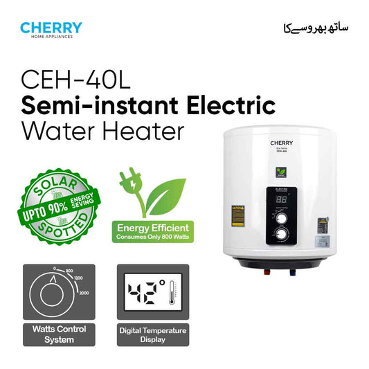 Cherry ECO Series CEH-40L Electric Water Heater | Digital Watt Control & Temperature Control, Inverter Energy Saving Geyser