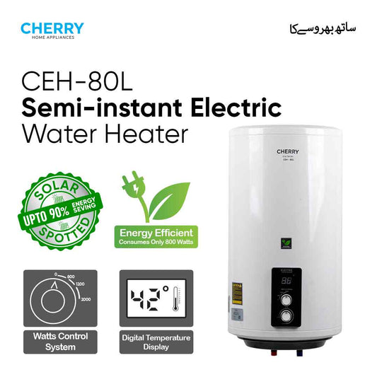 Cherry ECO Series CEH-80L Electric Water Heater | Digital Watt Control & Temperature Control, Inverter Energy Saving Geyser